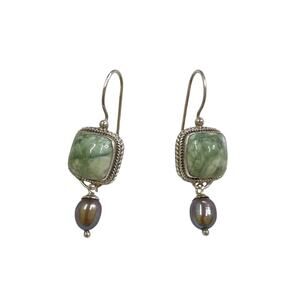 Janice Girardi JGD Jade & Tahitian Pearl Sterling Silver Dangle Drop Earrings